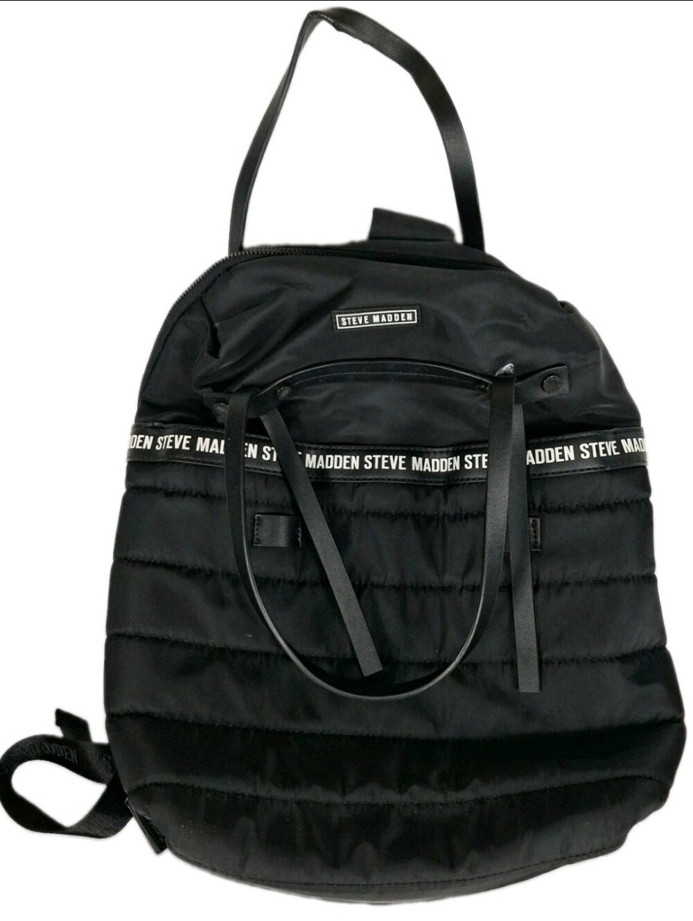 Steve Madden Bjodah Quilted Women's Black Backpack Laptop Case Zip Straps Logo